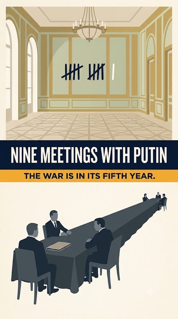 Political cartoon: Nine Meetings
