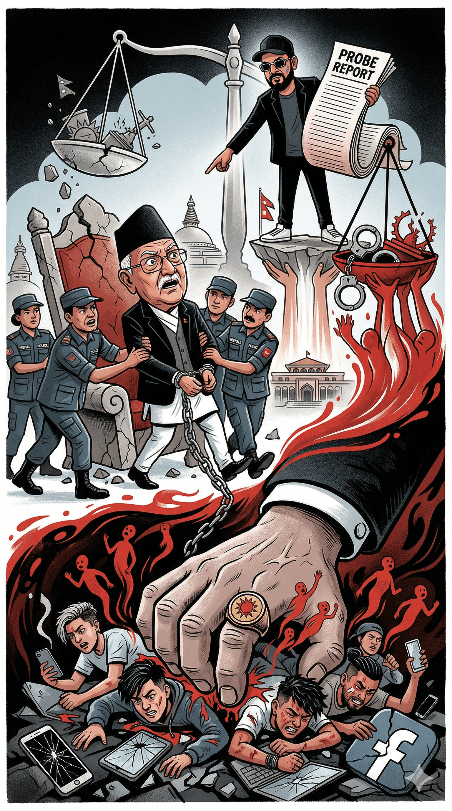 Political cartoon: Breaking: Nepal’s Ex-PM KP Sharma Oli Arrested Over Deadly Crackdown on 2025 Gen-Z Protests