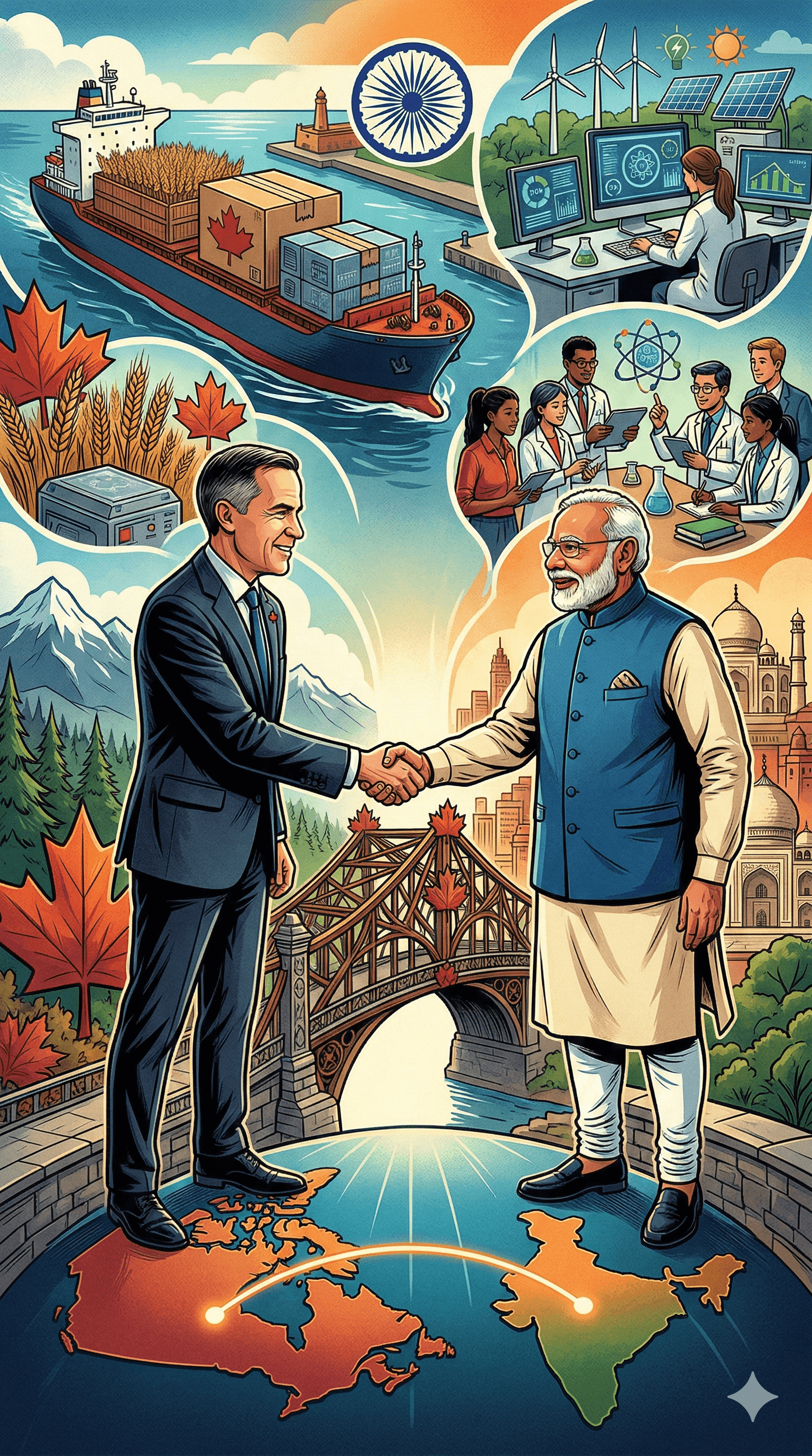 Political cartoon: Canadian PM Mark Carney’s India Visit: A Diplomatic Reset and New Trade Horizons