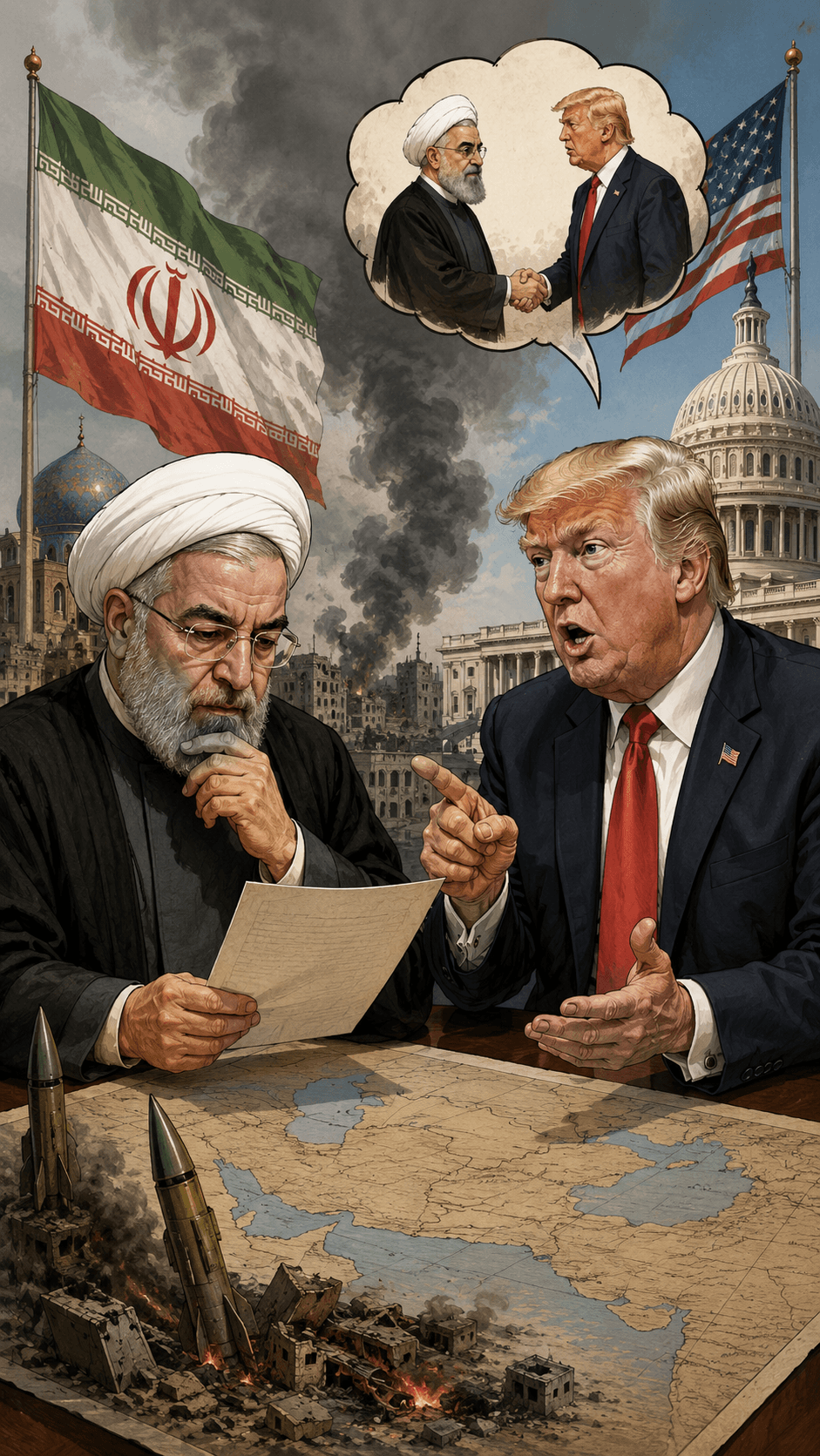 Political cartoon: Diplomatic Tensions Flare as Iran Reviews US Ceasefire Plan Amid War, Trump Insists Tehran Seeks Deal
