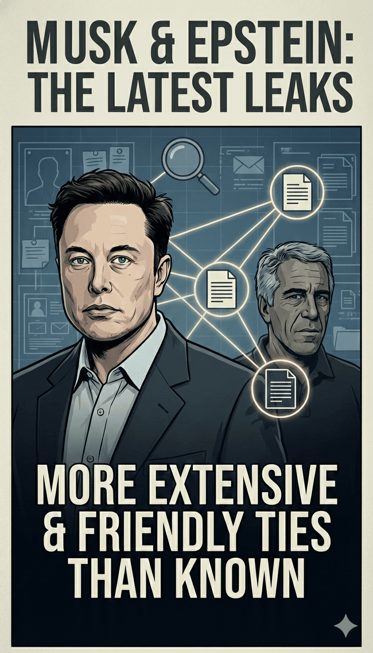 Political cartoon: Elon Musk's Epstein Connection Deepens: New Emails Unveil "More Extensive & Friendly Ties