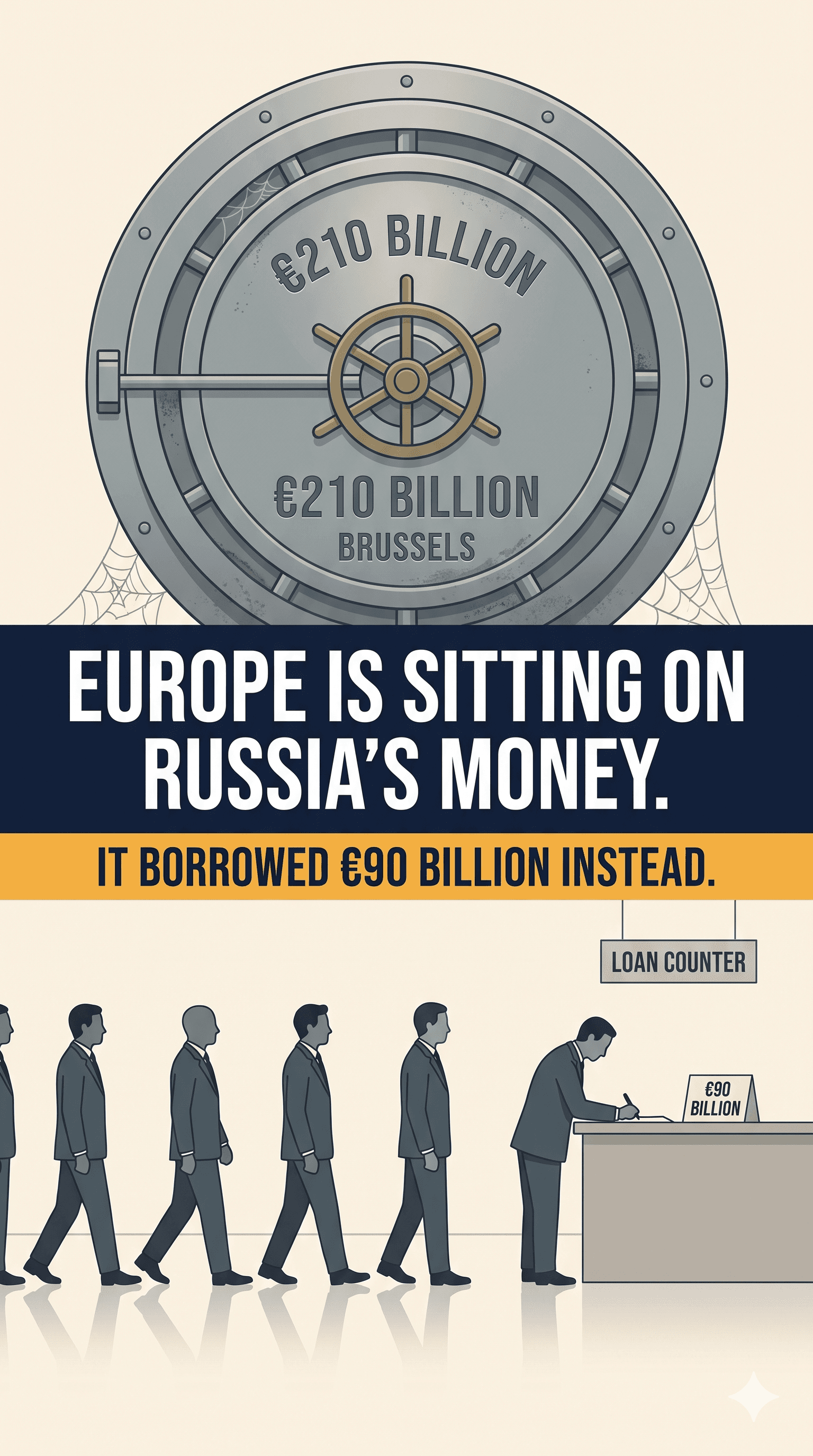 Political cartoon: Europe Is Sitting On Russia's Money