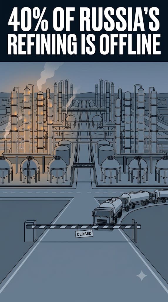 Political cartoon: Forty Percent of Russia's Refining Is Offline. That Is the War Now.