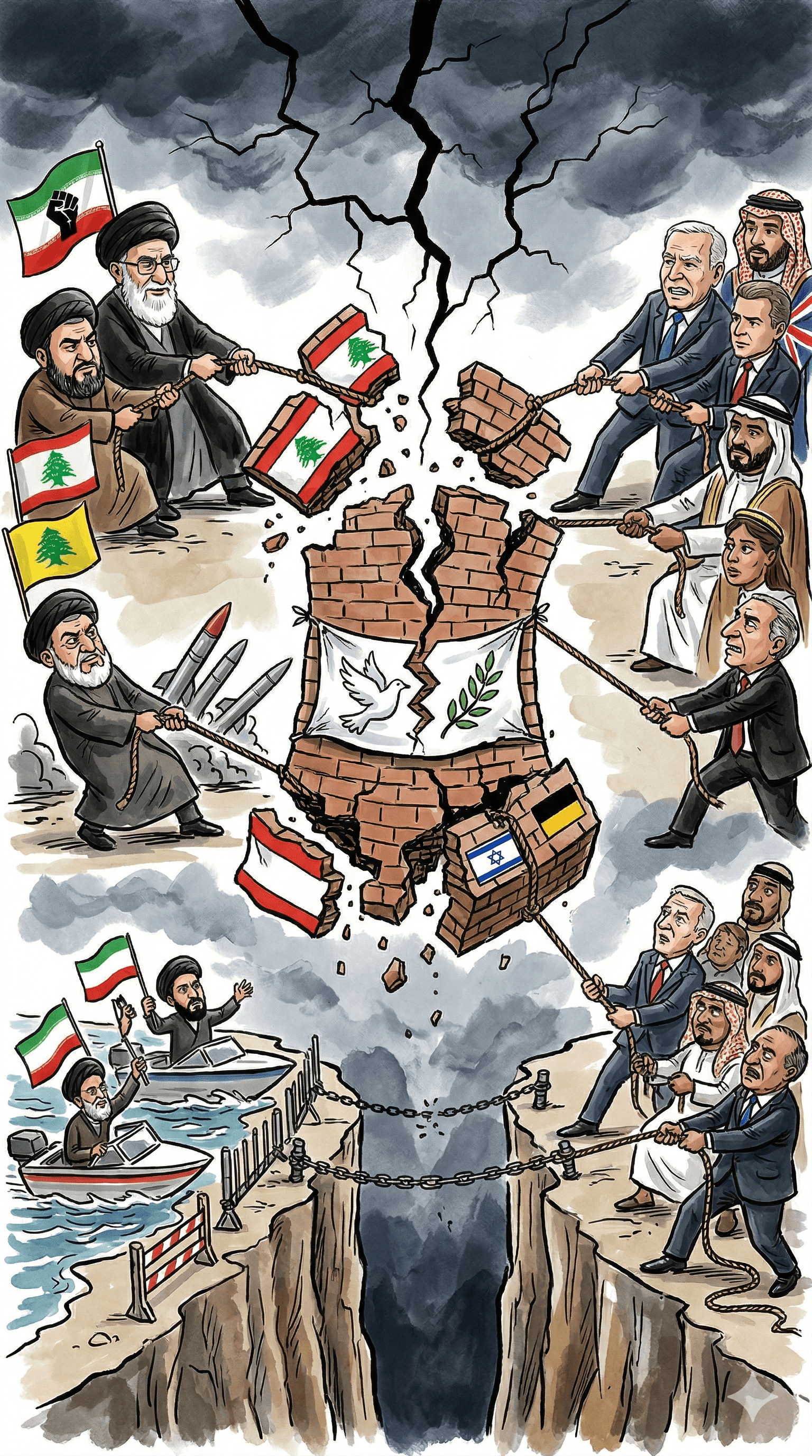 Political cartoon: Fragile U.S.-Iran Ceasefire Teeters in the Face of Disagreements Over Lebanon and the Strait of Hormuz