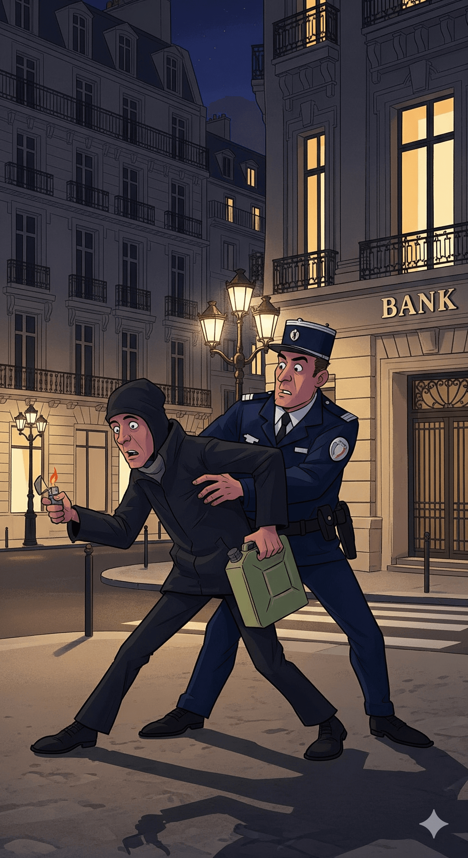 Political cartoon: French Police Thwart Suspected Bombing at Bank of America in Paris; Three Suspects Detained