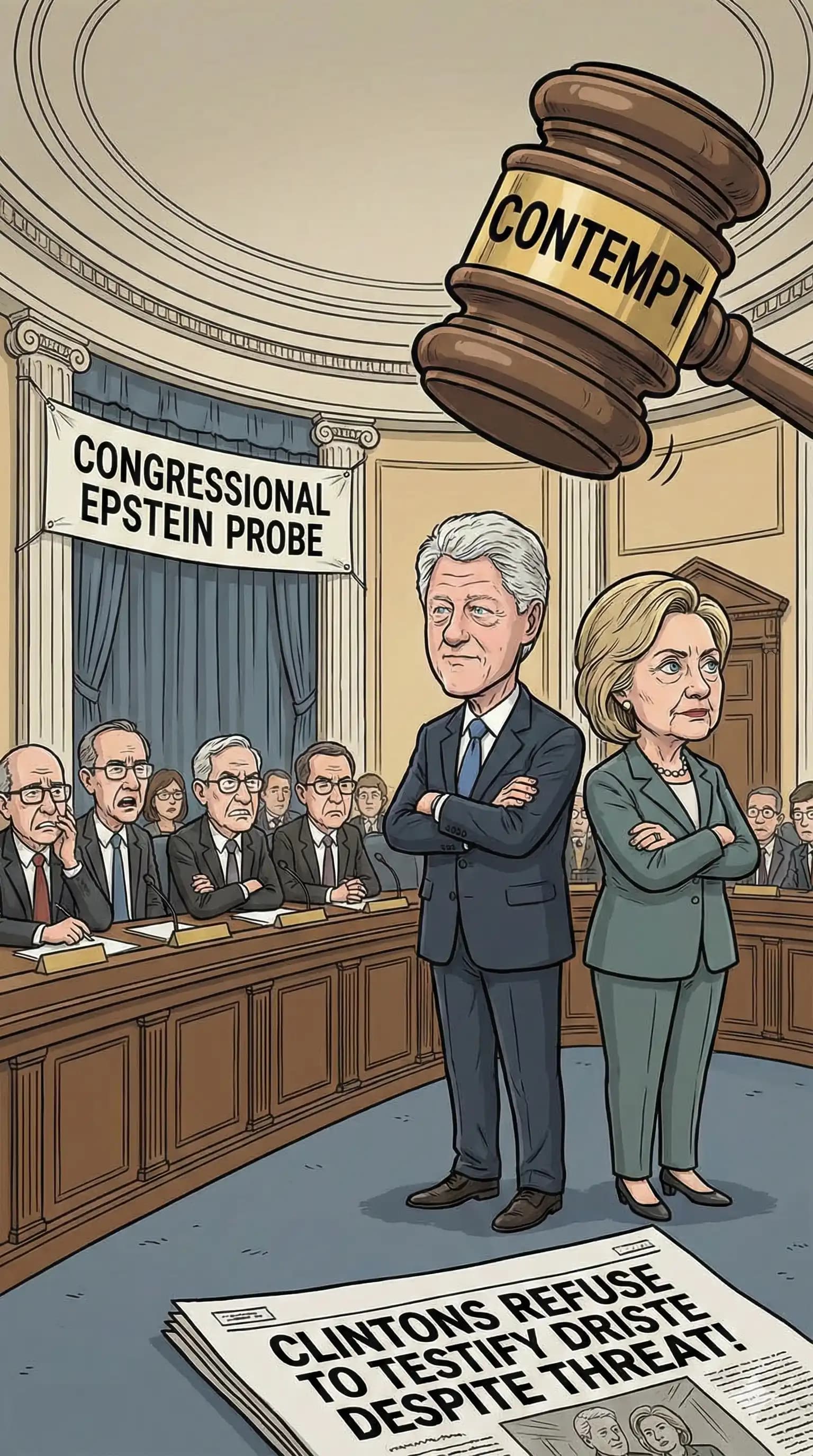 Political cartoon: House Panel Votes to Hold Bill and Hillary Clinton in Contempt of Congress Over Epstein Probe