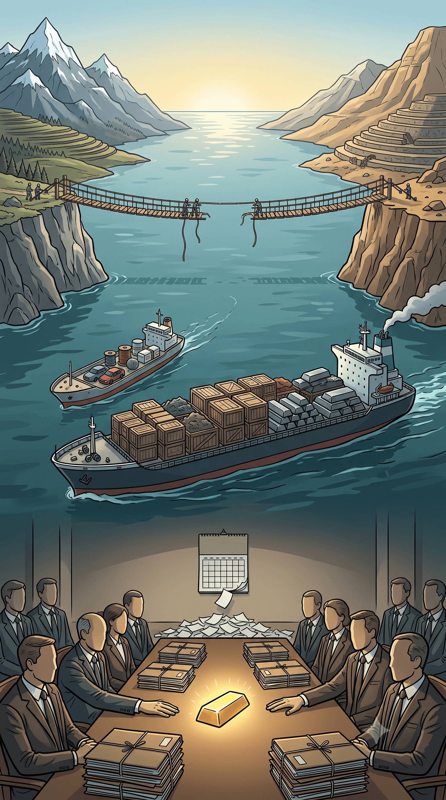 Political cartoon: India-Peru FTA: Despite 2027 Target Rumors, Gold Tariffs Keep Deal Out of Reach