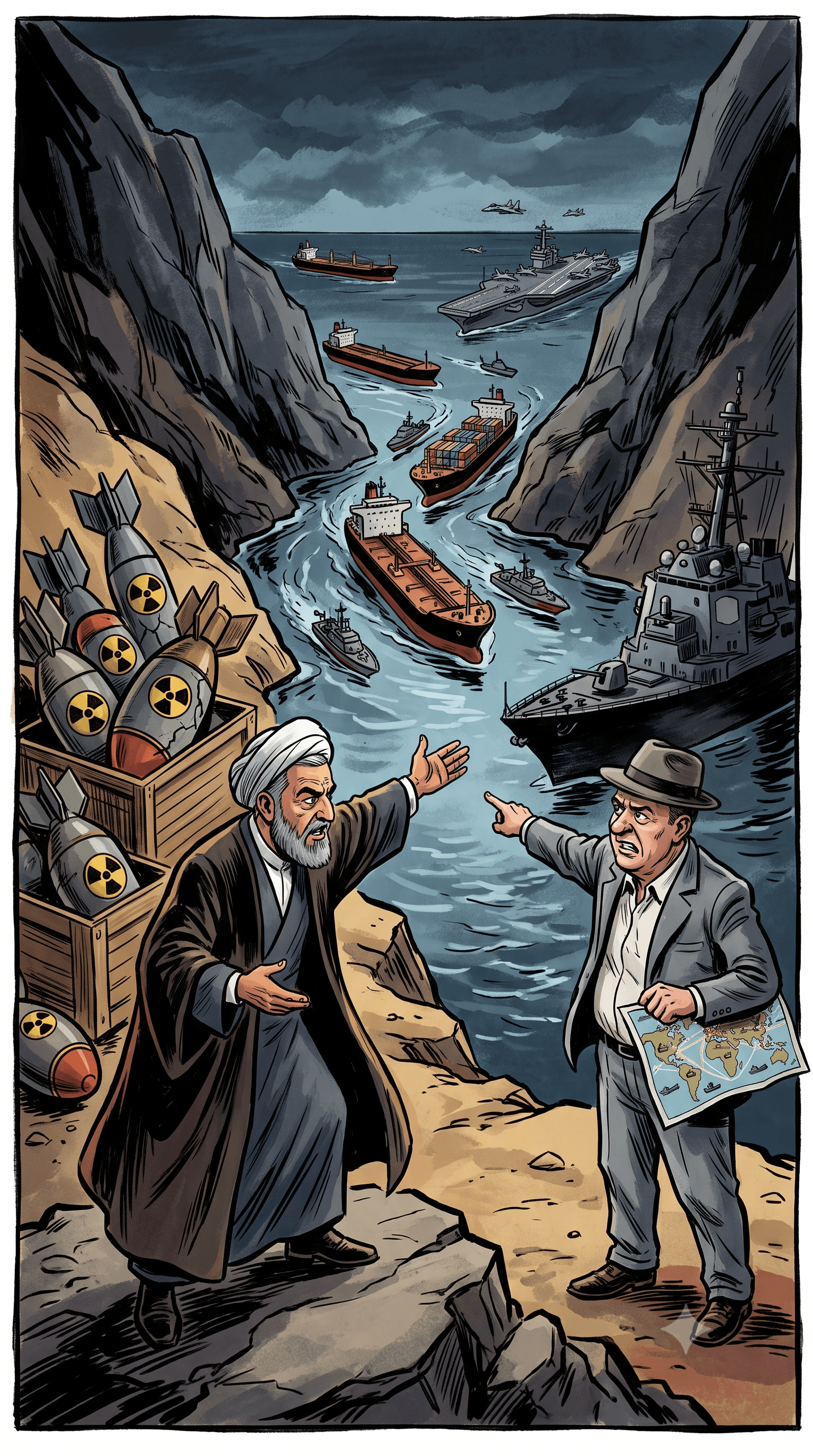 Political cartoon: Iran Declares Strait of Hormuz 'More Important Than Dozens of Atomic Bombs' Amid Escalating U.S. Tensions