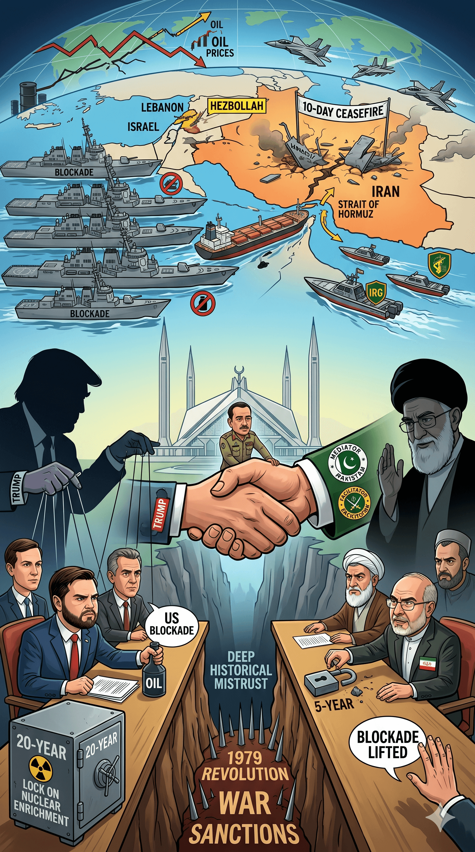 Political cartoon: Iran-Israel War Live Updates: US and Iranian Delegations Arrive in Islamabad for High-Stakes Peace Talks
