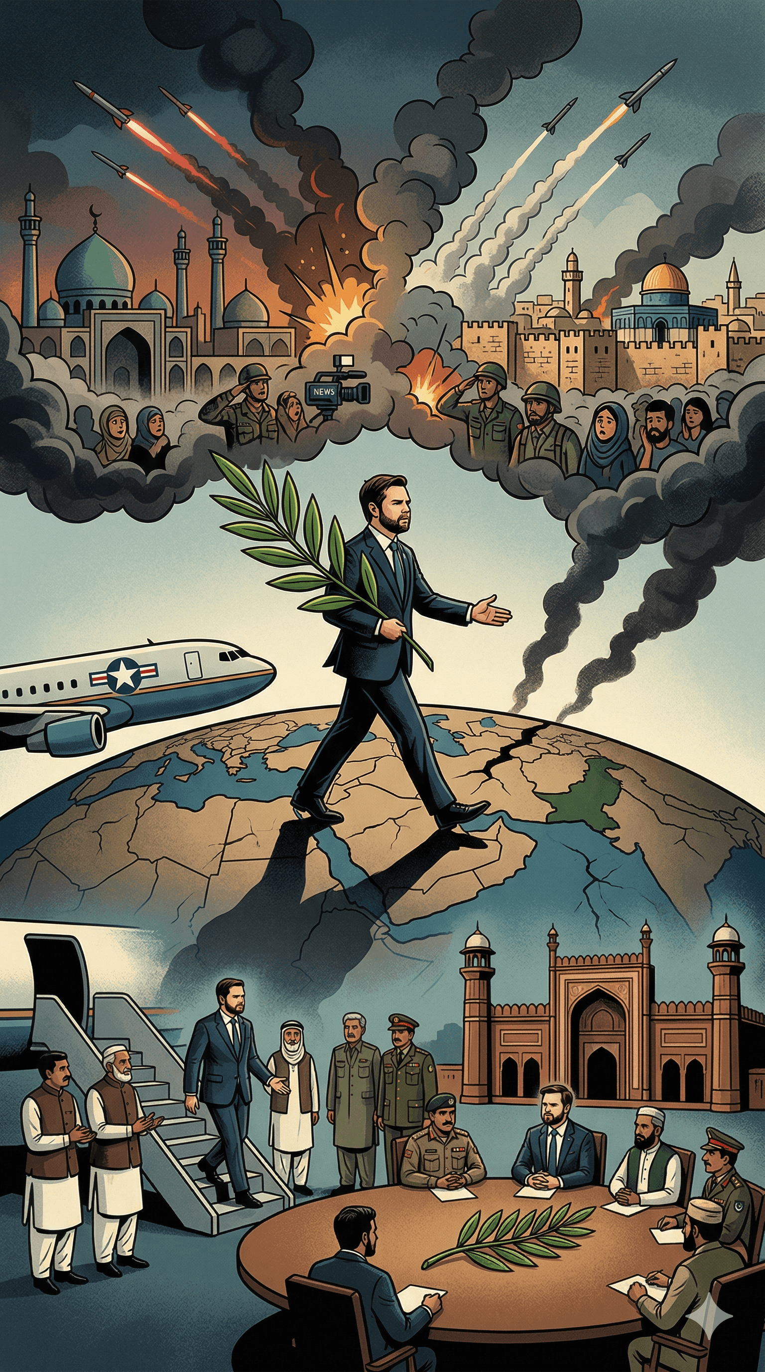 Political cartoon: Iran-Israel War Live Updates: US VP JD Vance Heads to Pakistan for Peace Talks ‘In Good Faith’
