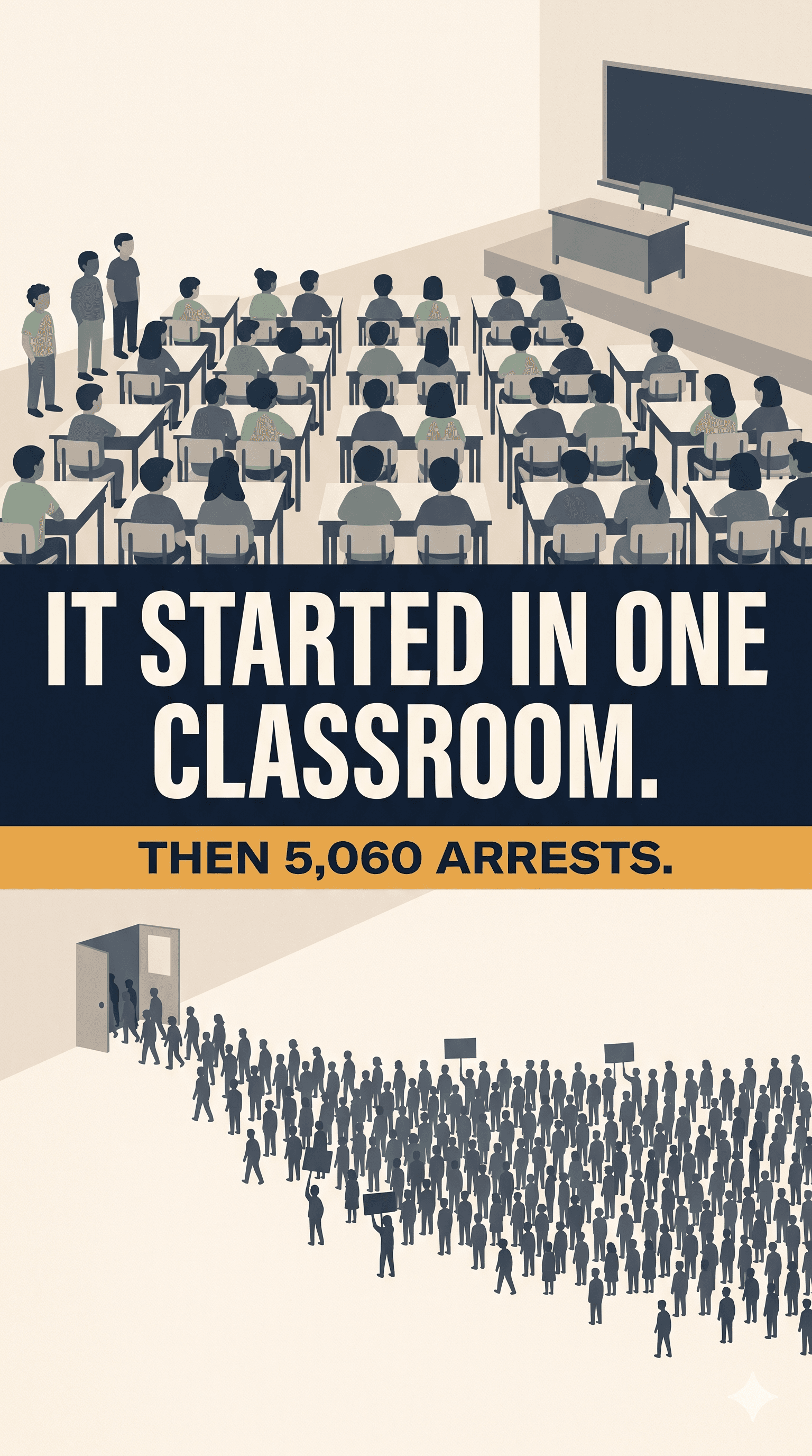 Political cartoon: It Started In One Classroom