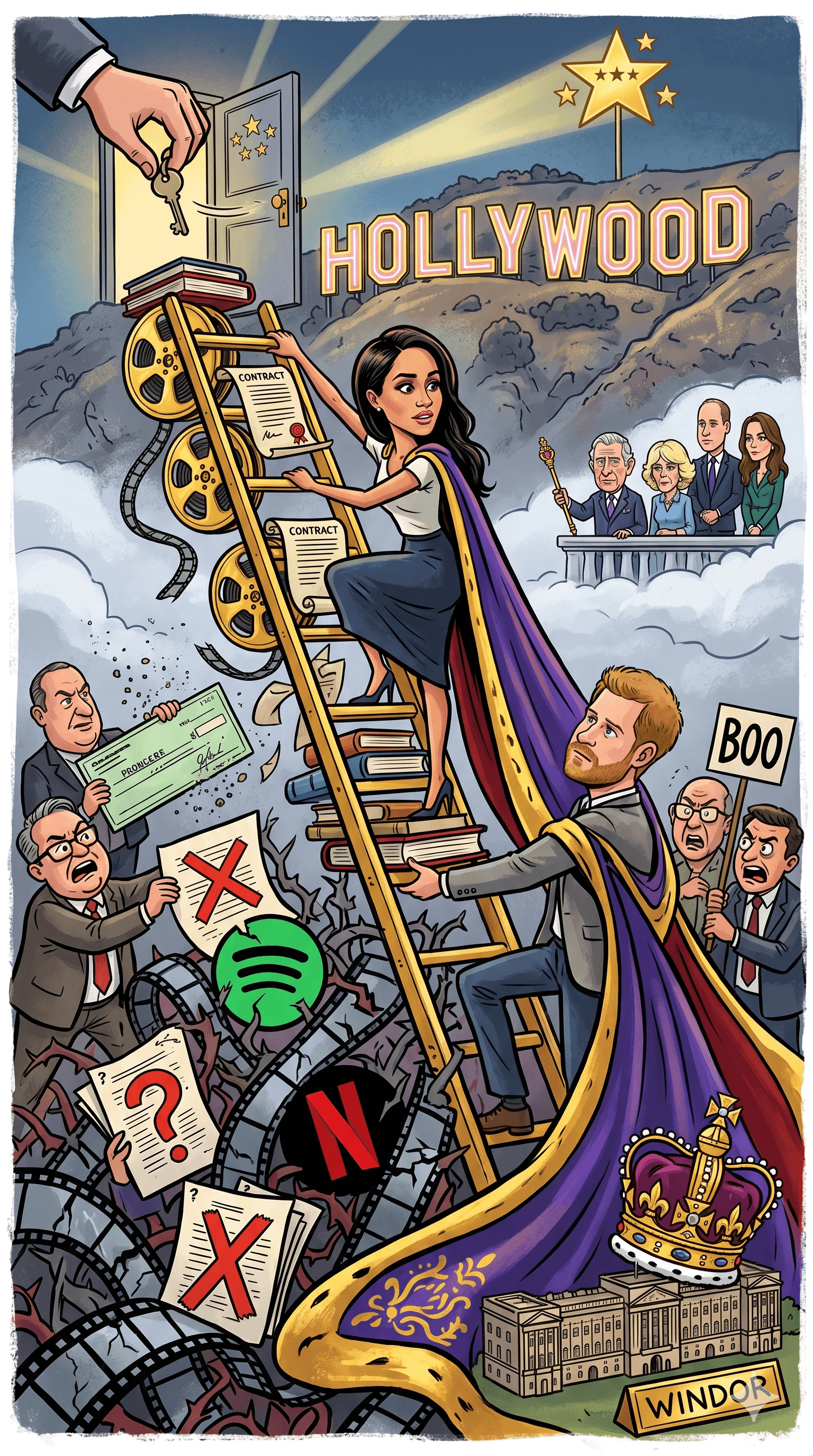 Political cartoon: Meghan Markle’s Hollywood Struggles: Why the Duchess of Sussex Missed Her “Big Break” Despite Family Backing
