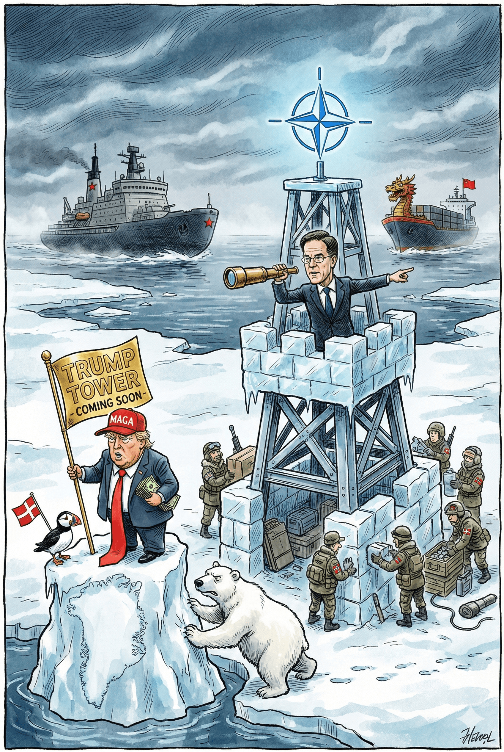 Political cartoon: NATO Launches 'Arctic Sentry' as Alliance Looks to Reset After Greenland Tensions