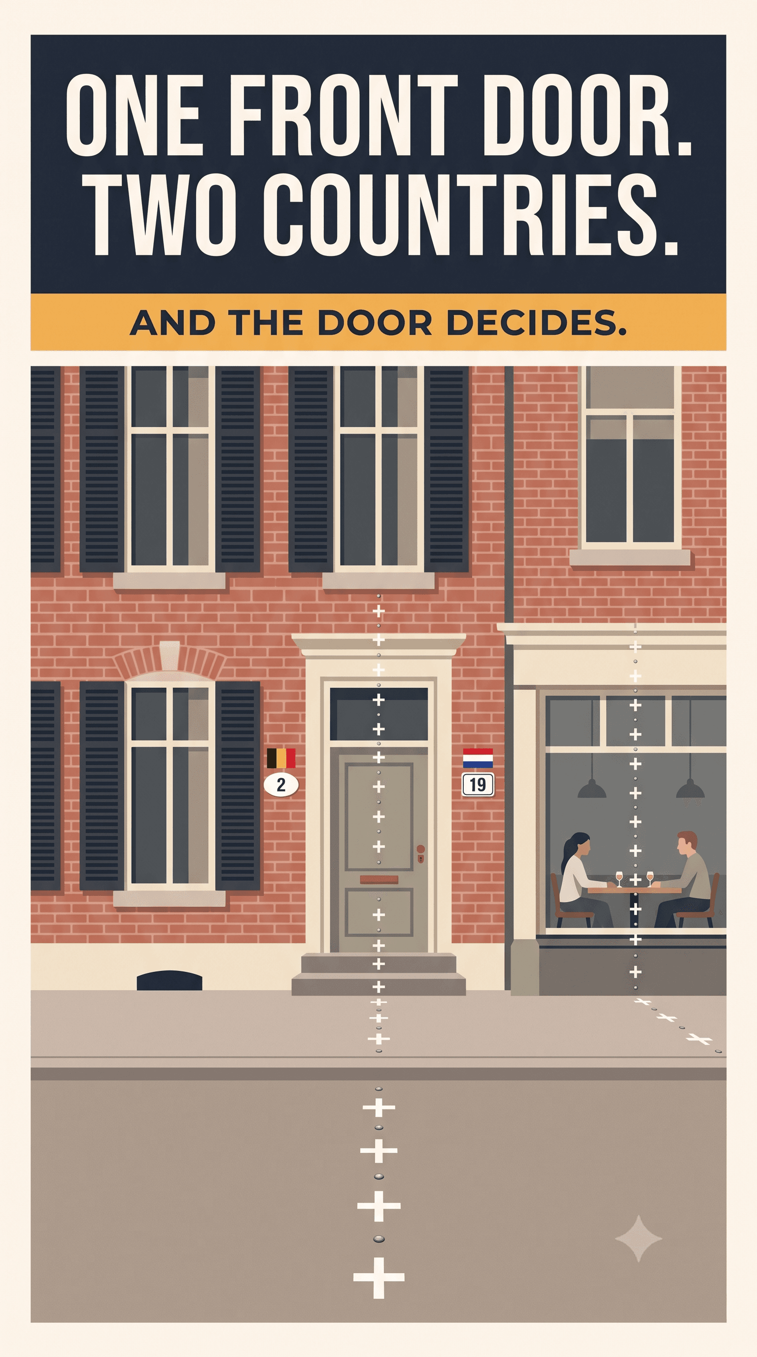 Political cartoon: One Front Door, Two Countries