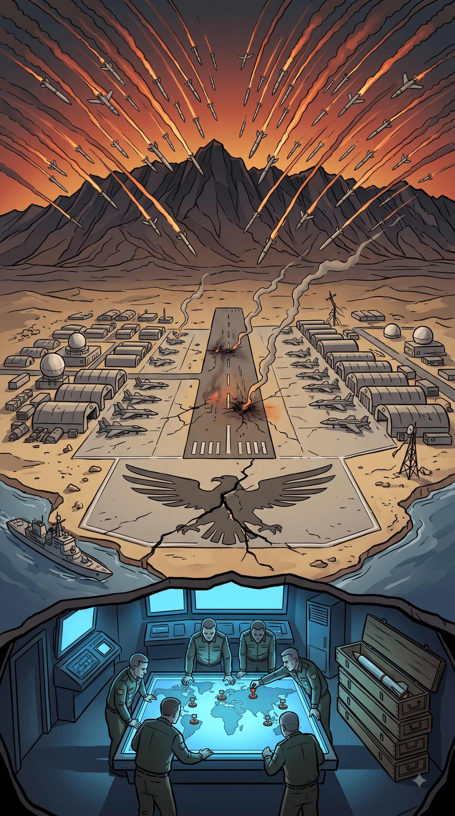 Political cartoon: Pentagon Weighs Gulf Force Reduction as Iran War Exposes Critical Military Vulnerabilities