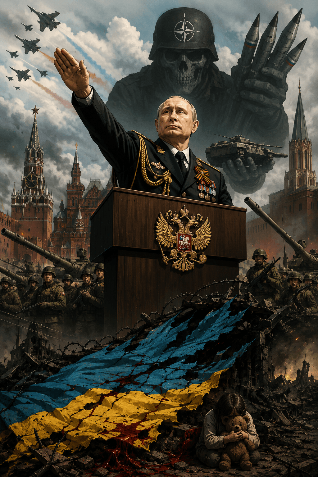 Political cartoon: Putin Defends ‘Just’ Ukraine War at Scaled-Down 2026 Victory Day Parade, Blasts ‘Aggressive’ NATO Force