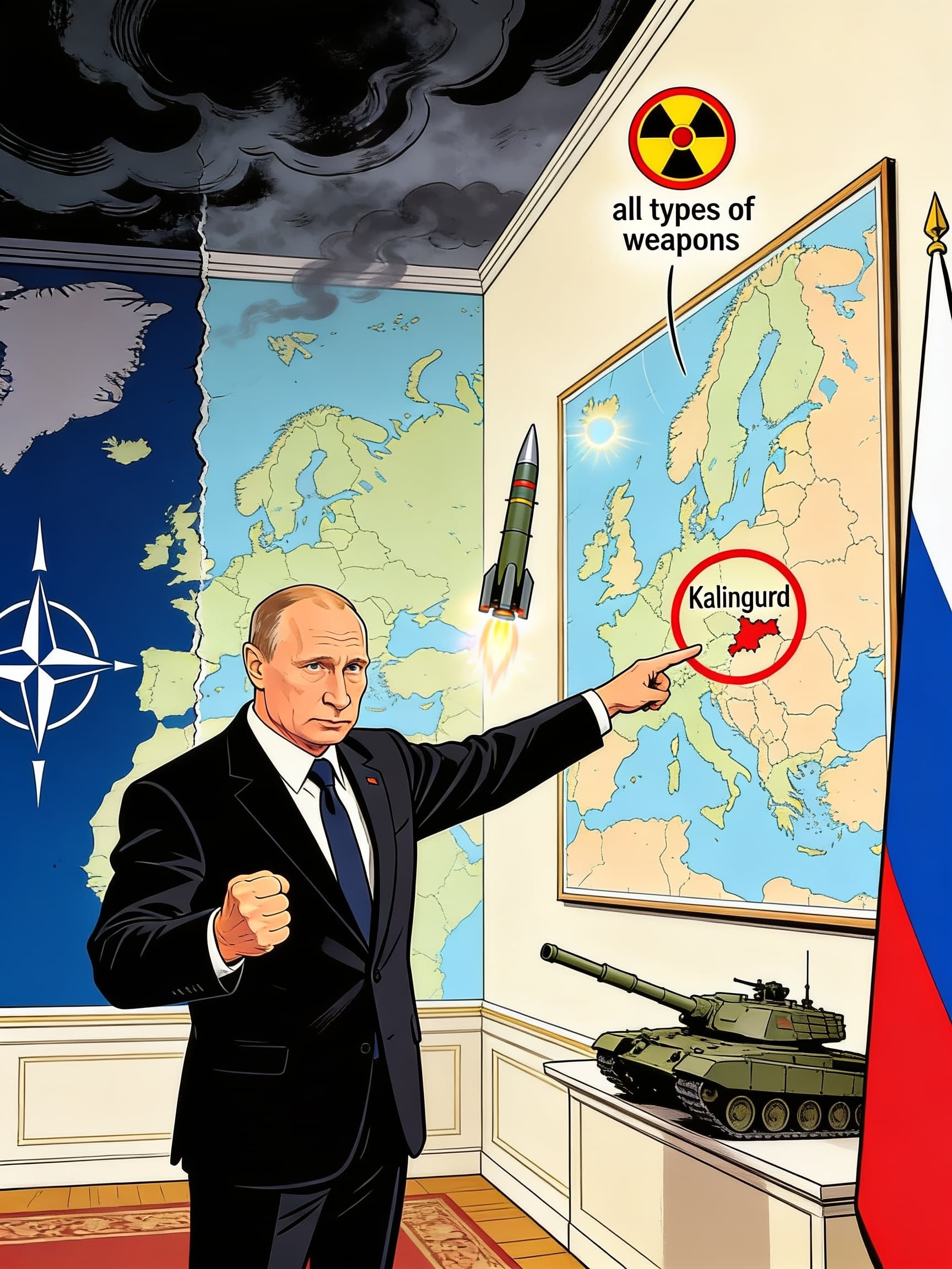 Political cartoon: Putin Warns Russia Could Use ‘All Types of Weapons’ if Kaliningrad is Attacked