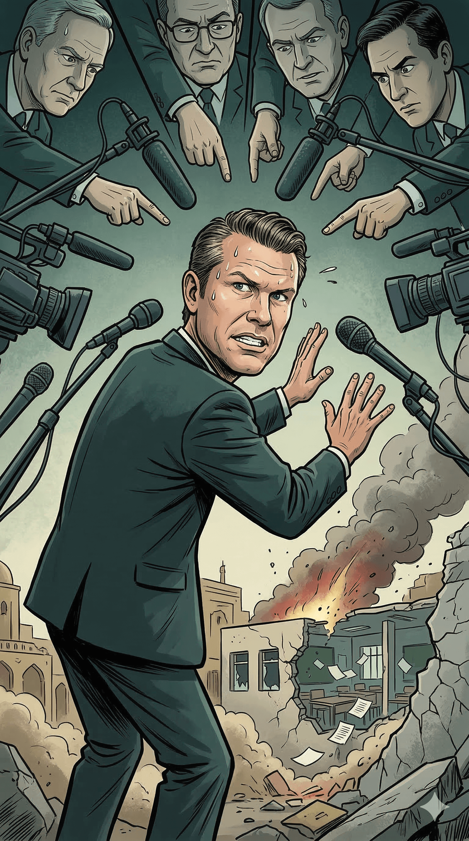 Political cartoon: Questions mount for Hegseth over possible US involvement in strike on Iranian school