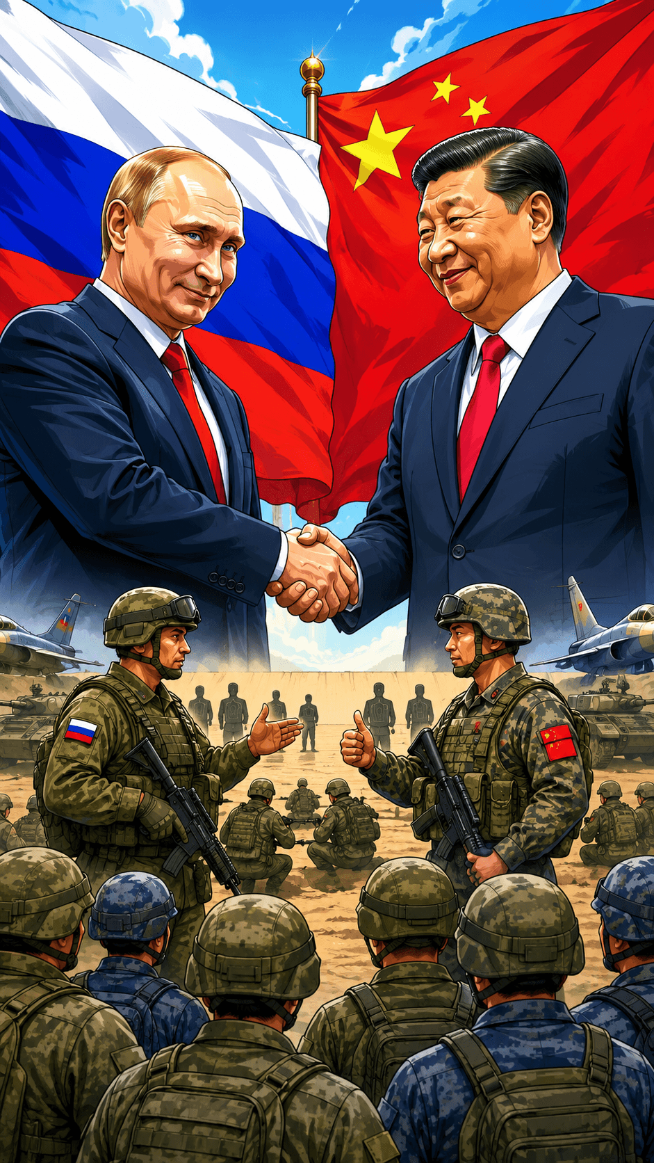 Political cartoon: Russia's Covert China Military Training Sparks European Alarm