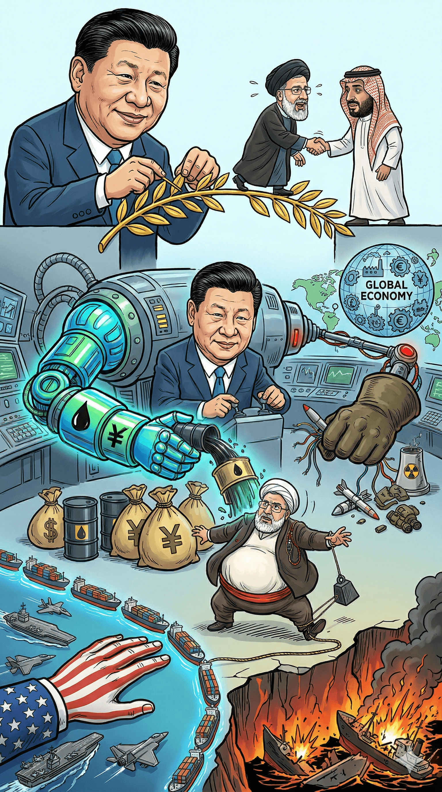 Political cartoon: The Curious Case of China Positioning Itself Cautiously on Iran Amid Regional Upheaval
