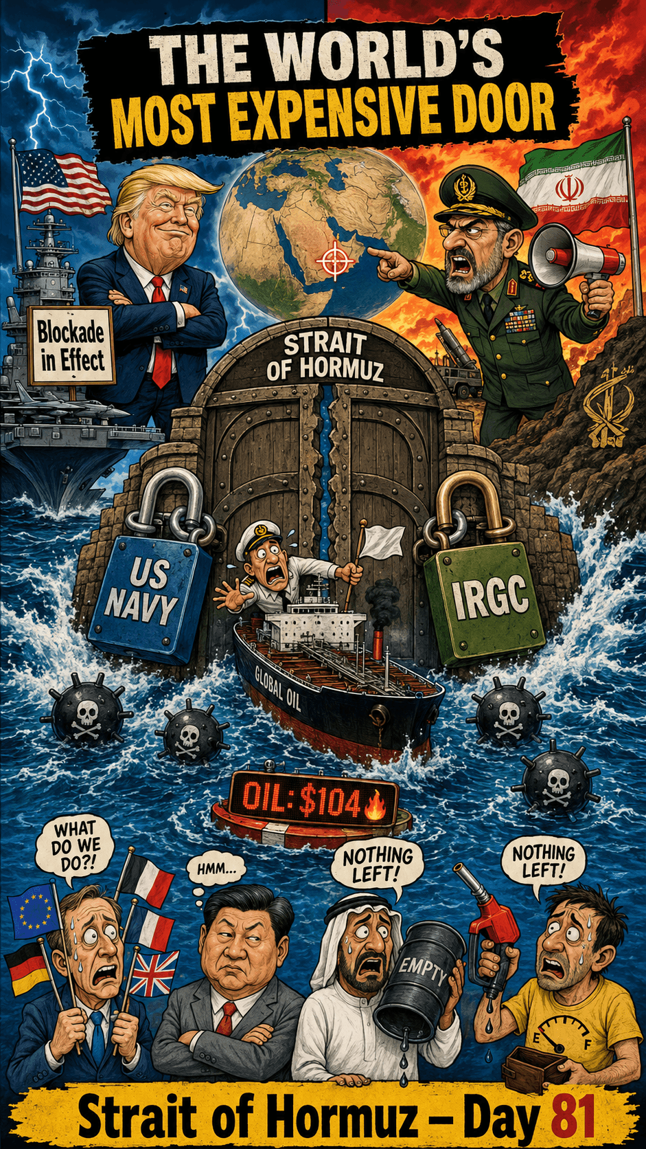 Political cartoon: The World's Most Dangerous Bottleneck: How the Strait of Hormuz Became the Flashpoint of 2026