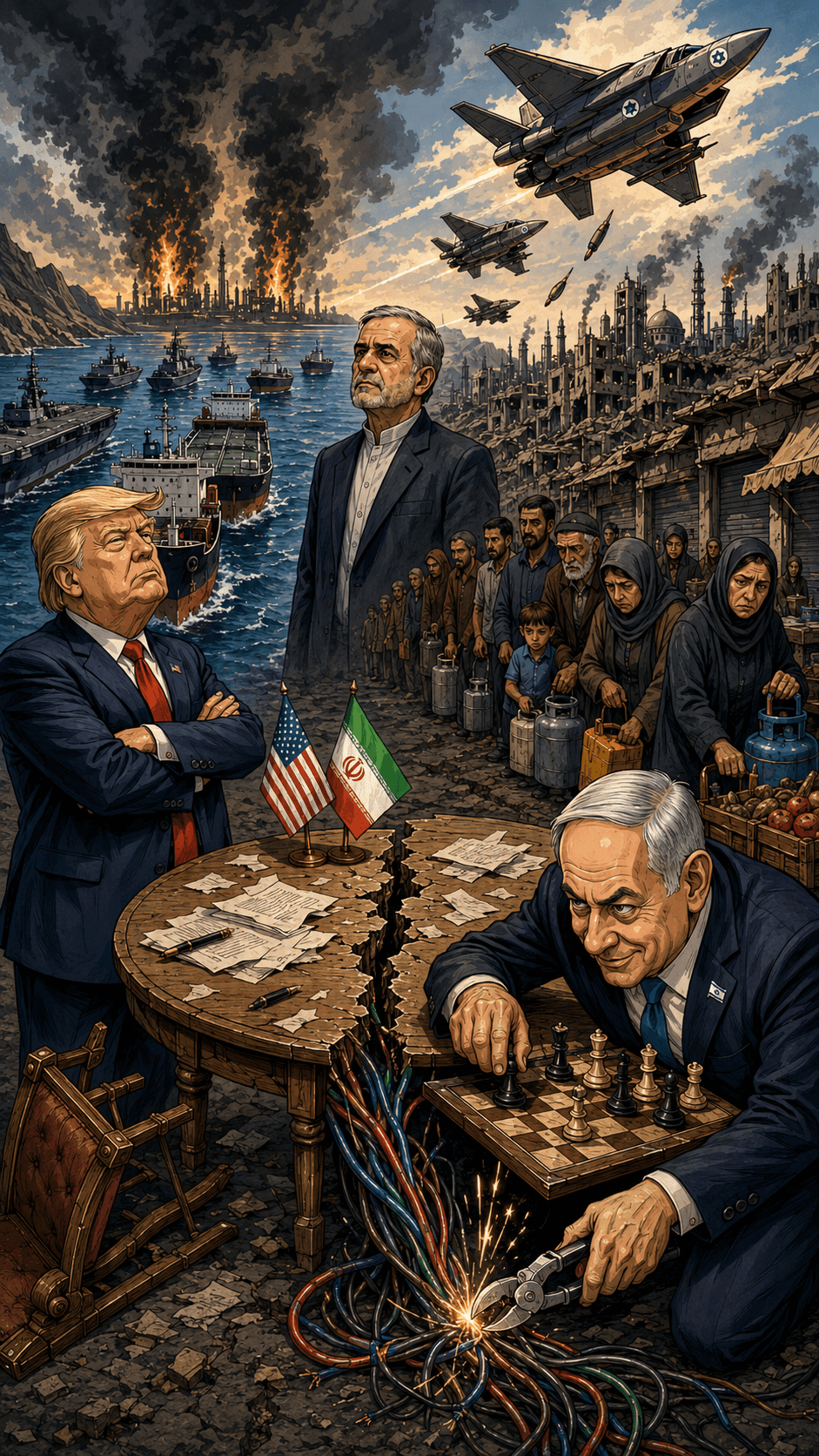 Political cartoon: The World's Most Dangerous Bottleneck: Inside the Iran-Hormuz Stalemate
