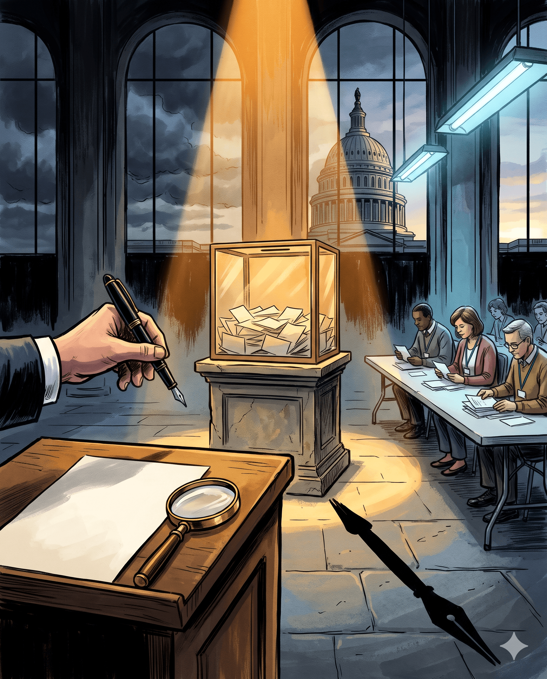 Political cartoon: Trump Says He'll Accept 2026 Midterm Results "If They're Honest" as Voter Fraud Warnings Mount