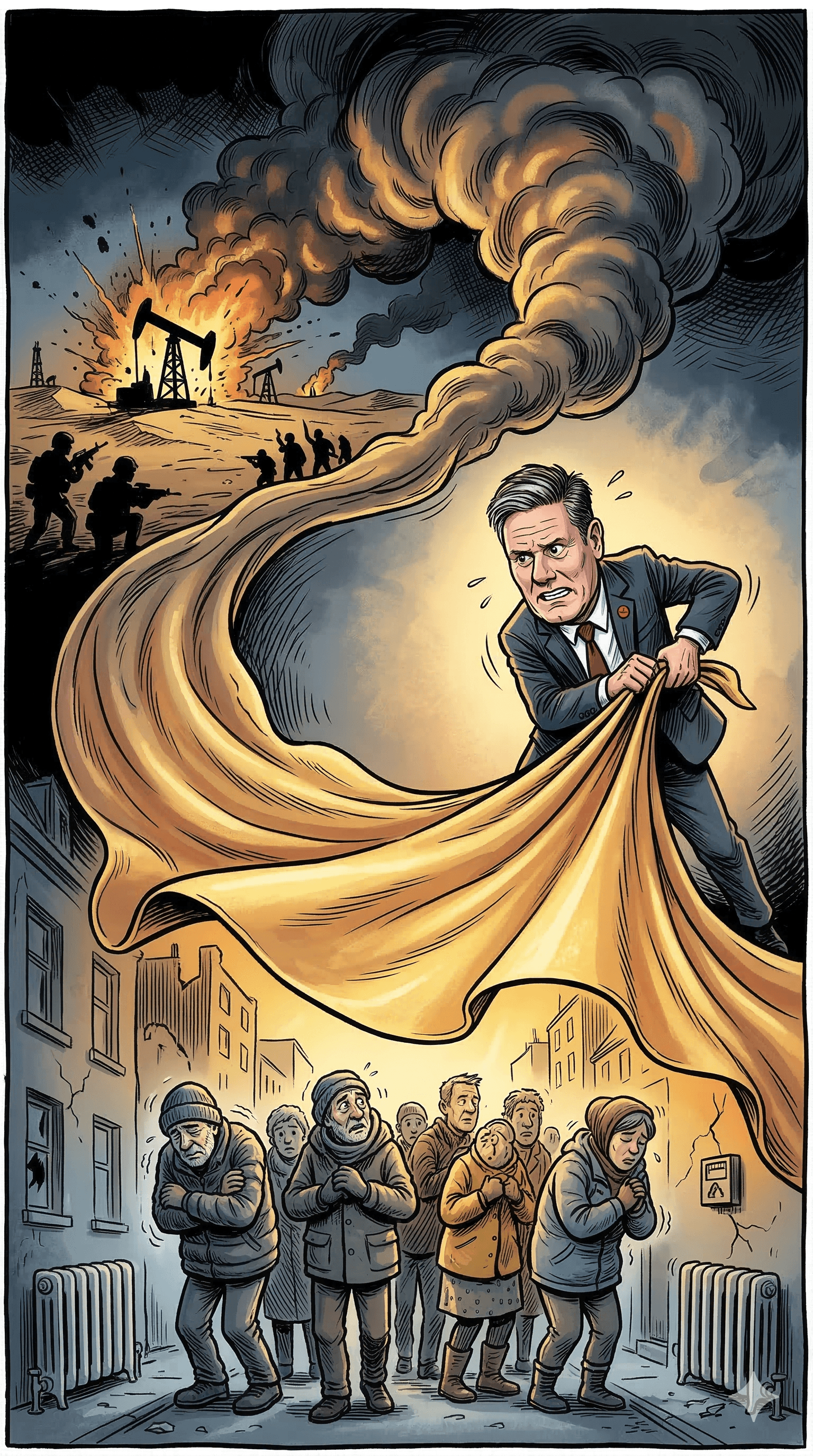 Political cartoon: UK Prime Minister Keir Starmer Unveils £50 Million Energy Support Package Amid Iran War Fallout