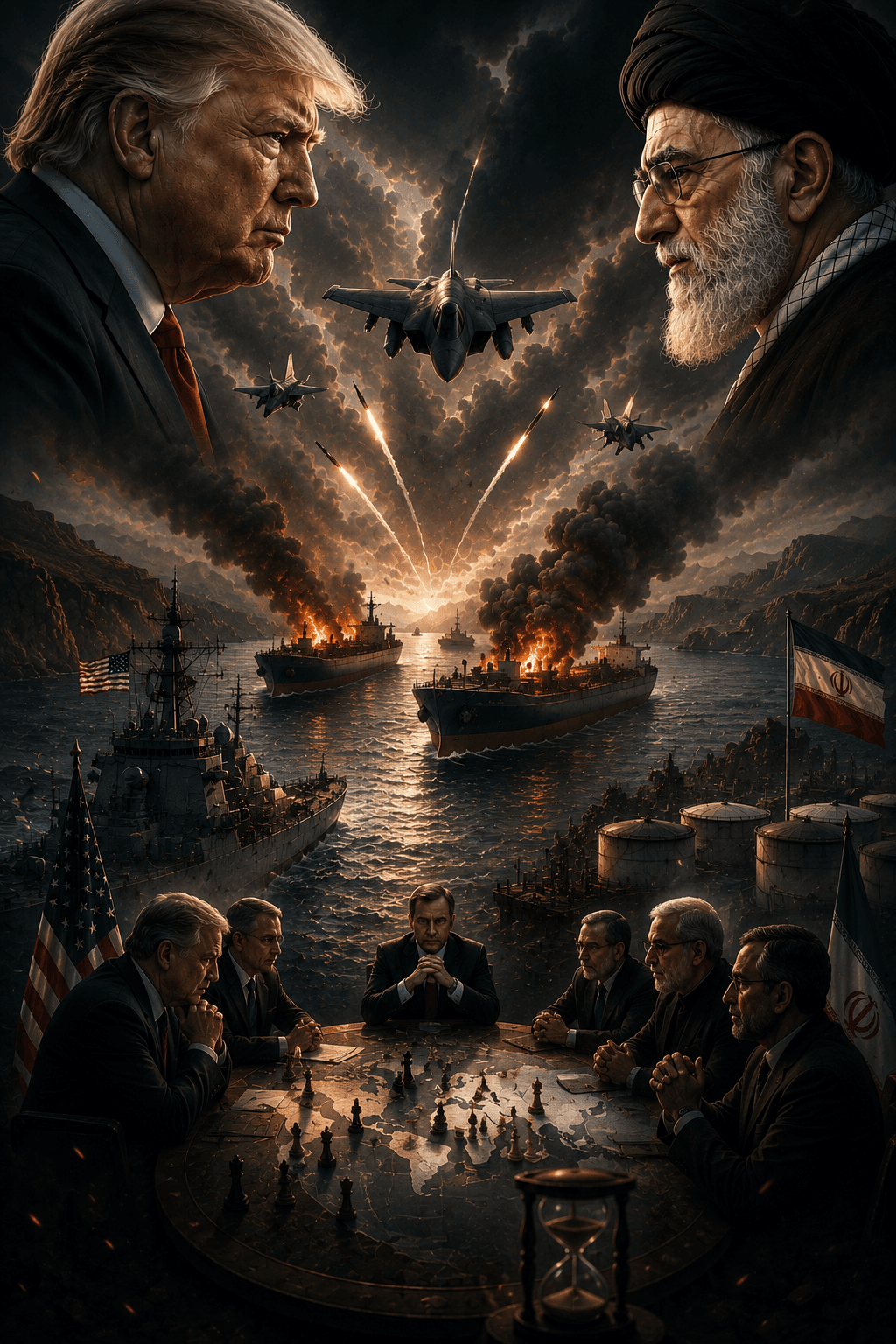 Political cartoon: US Strikes Iranian Tankers in Strait of Hormuz as Historic Peace Talks Hang in the Balance