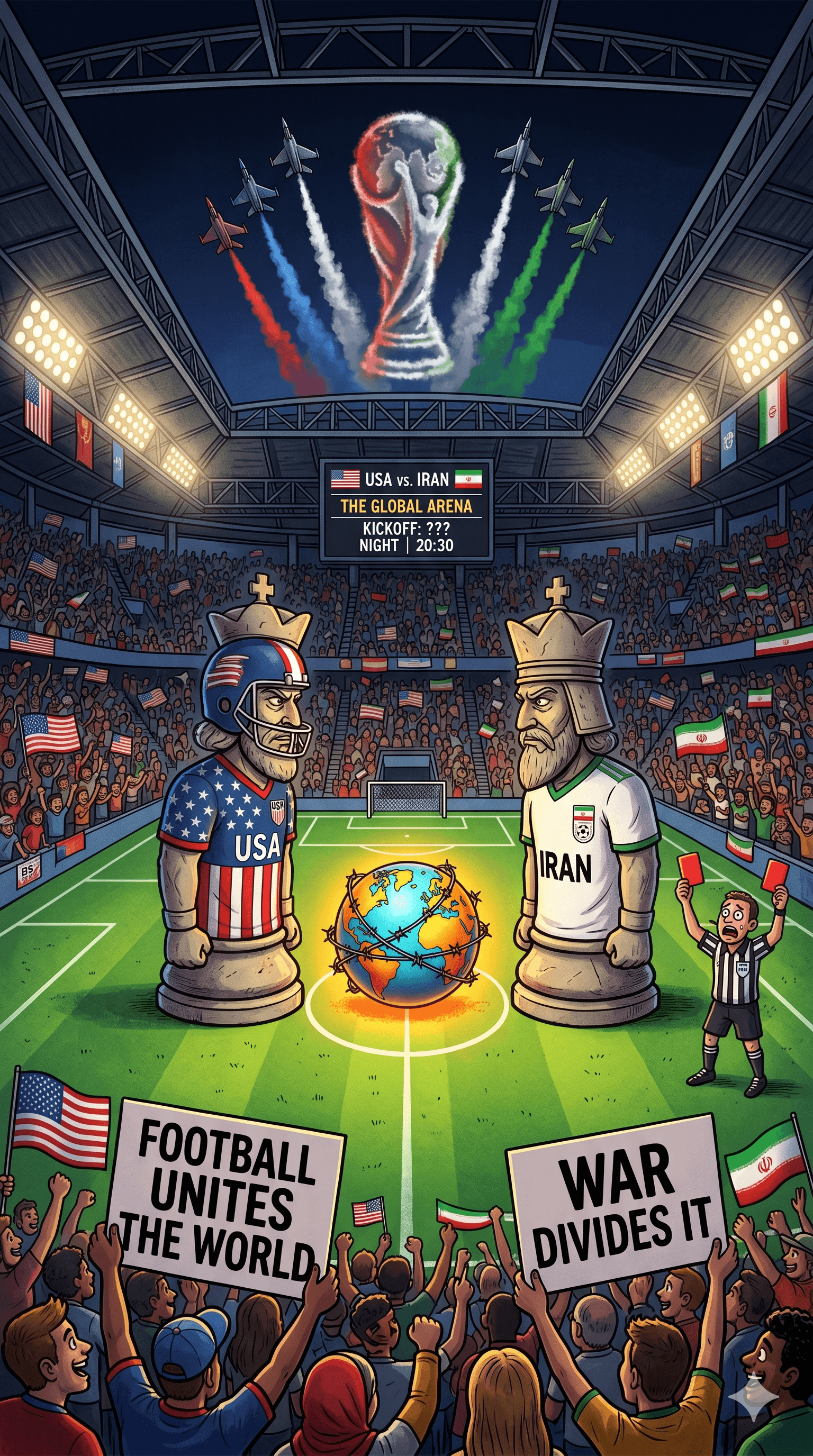 Political cartoon: When the Beautiful Game Became a Battlefield: Iran, FIFA, and the Most Geopolitical World Cup in History