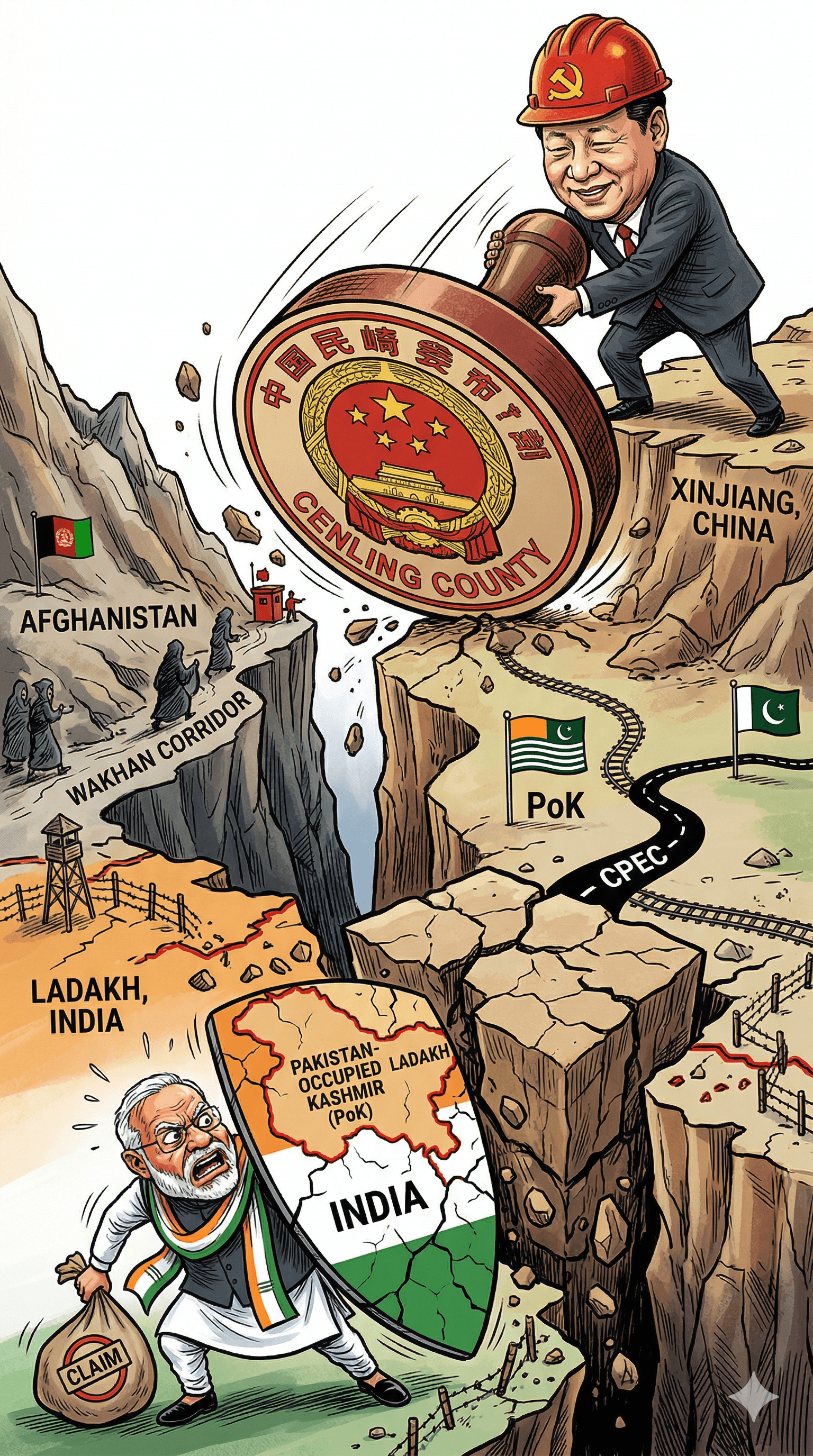 Political cartoon: Why China’s New Cenling County Near the Afghan Border and PoK is Bound to Irk India